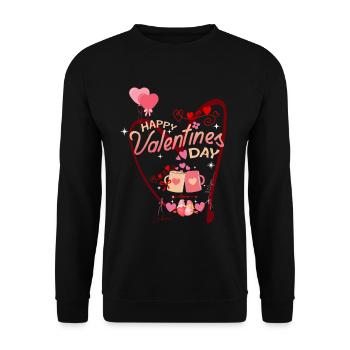 VALENTIN Happy valentines days - Unisex Sweatshirt - black - Front - Alina (178cm) & Michal (187cm)