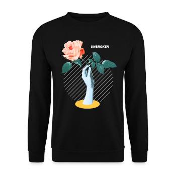 Unbroken Flower Aesthetic Art Graphic - Unisex Sweatshirt - black - Front - Alina (178cm) & Michal (187cm)