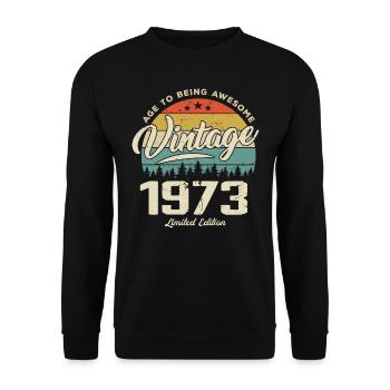 Vintage 1973 Retro Style Anniversary Gift 1973 - Unisex Sweatshirt - black - Front - Alina (178cm) & Michal (187cm)
