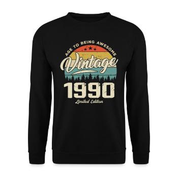 Vintage, 1990er Jahre, Retro-Stil, Jubiläumsgeschenk 1990er Jahre - Unisex Pullover - Schwarz - Vorne - Alina (178cm) & Michal (187cm)