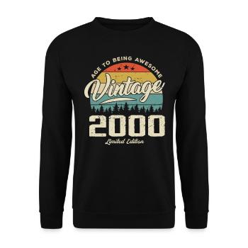 Vintage Retro Style Birthday Gift 2000 - Unisex Sweatshirt - black - Front - Alina (178cm) & Michal (187cm)