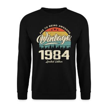 Vintage 1984 Cadeau Anniversaire Style Rétro 1984 - Sweat-shirt Unisexe - noir - Devant - Alina (178cm) & Michal (187cm)