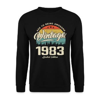 Vintage 1983 Cadeau Anniversaire Style Rétro 1983 - Sweat-shirt Unisexe - noir - Devant - Alina (178cm) & Michal (187cm)