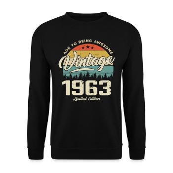 Vintage 1963 Retro Style Anniversary Gift 1963 - Unisex Sweatshirt - black - Front - Alina (178cm) & Michal (187cm)