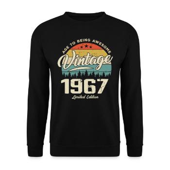Vintage 1967 Cadeau Anniversaire Style Rétro 1967 - Sweat-shirt Unisexe - noir - Devant - Alina (178cm) & Michal (187cm)