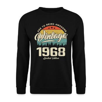 Vintage 1968 Cadeau Anniversaire Style Rétro 1968 - Sweat-shirt Unisexe - noir - Devant - Alina (178cm) & Michal (187cm)