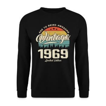 Vintage 1969 Cadeau Anniversaire Style Rétro 1969 - Sweat-shirt Unisexe - noir - Devant - Alina (178cm) & Michal (187cm)
