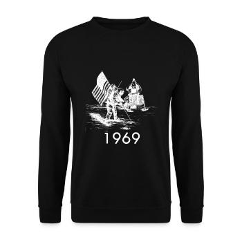Moonlanding 1969 - Unisex Sweatshirt - black - Front - Alina (178cm) & Michal (187cm)