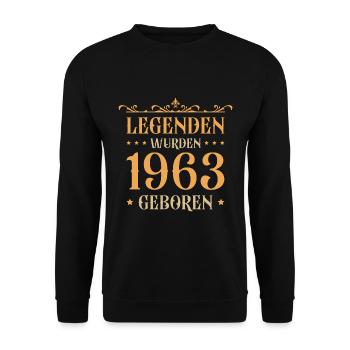 1963 Jahrgang 60er 60. Geburtstag Geschenkidee - Unisex Pullover - Schwarz - Vorne - Alina (178cm) & Michal (187cm)