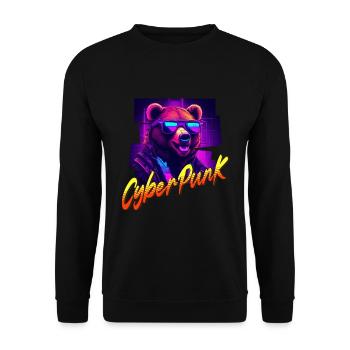 Cyberpunk Bear - Unisex Sweatshirt - black - Front - Alina (178cm) & Michal (187cm)
