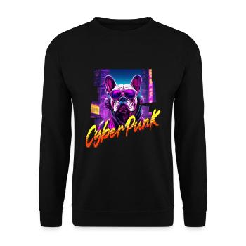 Cyberpunk Bulldog Dog - Unisex Sweatshirt - black - Front - Alina (178cm) & Michal (187cm)