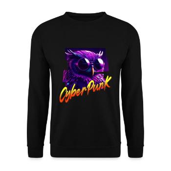Cyberpunk Owl - Unisex Sweatshirt - black - Front - Alina (178cm) & Michal (187cm)