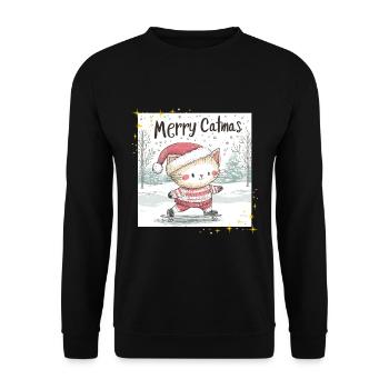 Christmas Cat Merry Catmas Winter Snow Sweet - Unisex Sweatshirt - black - Front - Alina (178cm) & Michal (187cm)