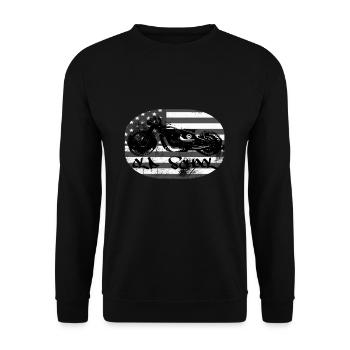 Chopper Bopper Motorrad - Unisex Pullover - Schwarz - Vorne - Alina (178cm) & Michal (187cm)