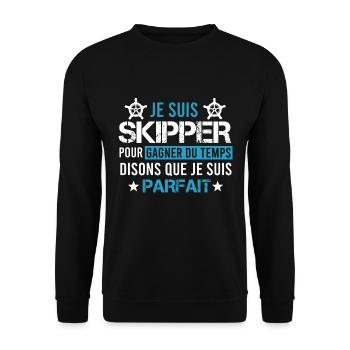 Je suis Skipper / Idée Cadeau Navigation - Sweat-shirt Unisexe - noir - Devant - Alina (178cm) & Michal (187cm)