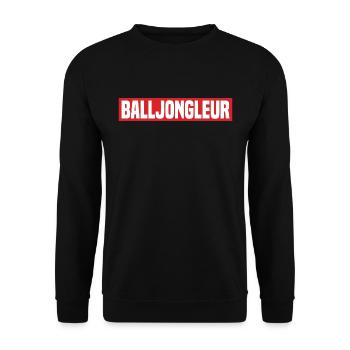 Balljongleur Lustiger Kreisliga Fußball Spruch - Unisex Pullover - Schwarz - Vorne - Alina (178cm) & Michal (187cm)