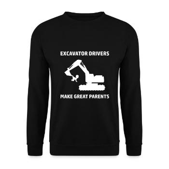 Excavatrice Conception de pilote de pelle Construction Worker Construction Machine - Sweat-shirt Unisexe - noir - Devant - Alina (178cm) & Michal (187cm)