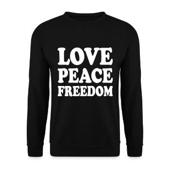 Love peace freedom - Unisex Pullover - Schwarz - Vorne - Alina (178cm) & Michal (187cm)