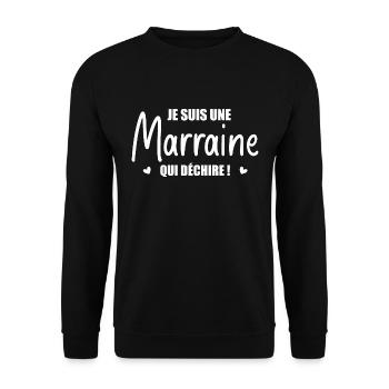 Je Suis Une Marraine Qui Déchire ! - Sweat-shirt Unisexe - noir - Devant - Alina (178cm) & Michal (187cm)
