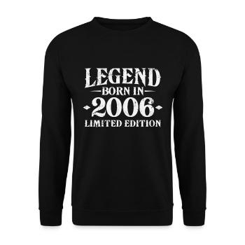 Légende depuis 2006 Vintage Born Anniversaire - Sweat-shirt Unisexe - noir - Devant - Alina (178cm) & Michal (187cm)