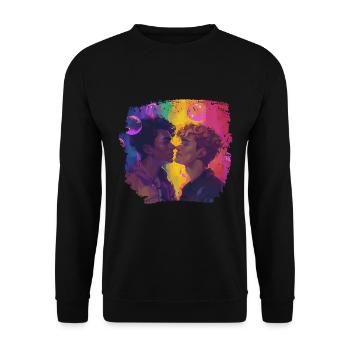 Boy meets Boy - Pride and Strong - LGBTQIA+ - Unisex Pullover - Schwarz - Vorne - Alina (178cm) & Michal (187cm)