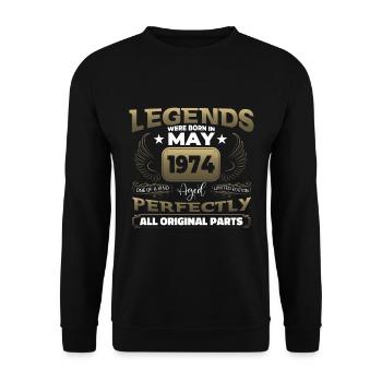 Birthday Legend Born 1974 May Vintage Fun - Unisex Sweatshirt - black - Front - Alina (178cm) & Michal (187cm)