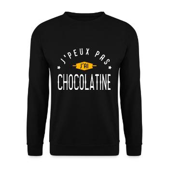 I can't I have CHOCOLATINE - Unisex Sweatshirt - black - Front - Alina (178cm) & Michal (187cm)