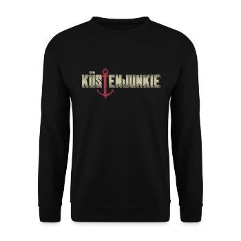 Küstenjunkie Küstenkind Norddeutsch Moin Anker - Unisex Pullover - Schwarz - Vorne - Alina (178cm) & Michal (187cm)