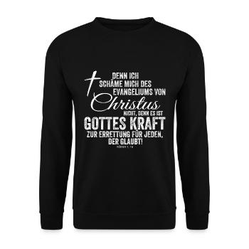 Ich schäme mich des Evangeliums von Jesus nicht - Unisex Pullover - Schwarz - Vorne - Alina (178cm) & Michal (187cm)