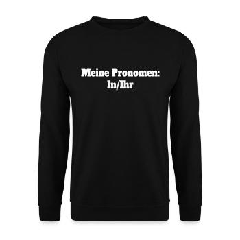 Lustige Statement Sprüche | Geschenkidee Männer - Unisex Pullover - Schwarz - Vorne - Alina (178cm) & Michal (187cm)