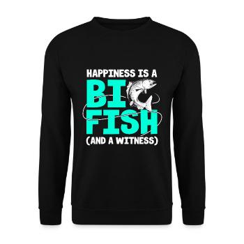 Truite Truite étang pêche canne pêcheur Frogfish - Sweat-shirt Unisexe - noir - Devant - Alina (178cm) & Michal (187cm)