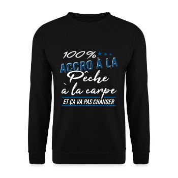 100% accro à la pêche à la carpe - Sweat-shirt Unisexe - noir - Devant - Alina (178cm) & Michal (187cm)