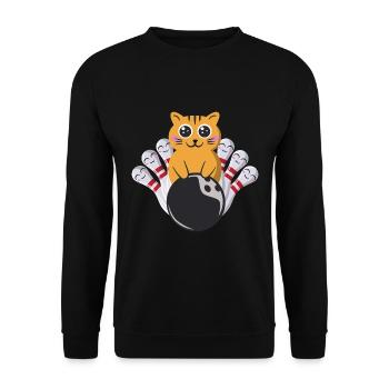 Bowling Cat Kawaii - Unisex Sweatshirt - black - Front - Alina (178cm) & Michal (187cm)