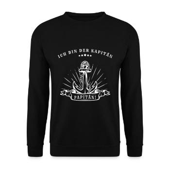 Ich bin der Kapitän, Papitän! - Unisex Pullover - Schwarz - Vorne - Alina (178cm) & Michal (187cm)