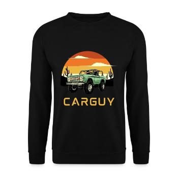 Funny Car Guy Cars Lover CarGuy Retro Vintage - Unisex Sweatshirt - black - Front - Alina (178cm) & Michal (187cm)