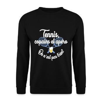 Tennis, copains et apéro - Sweat-shirt Unisexe - noir - Devant - Alina (178cm) & Michal (187cm)
