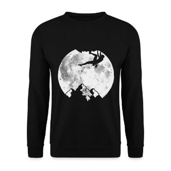 Climbing on the moon - climbing mountaineering - Unisex Sweatshirt - black - Front - Alina (178cm) & Michal (187cm)