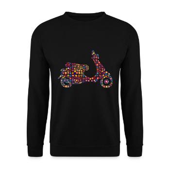 Scooter driven with flowers - Unisex Sweatshirt - black - Front - Alina (178cm) & Michal (187cm)