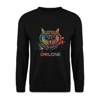 Perfect, colorful, cool owl shirt with a saying - Unisex Sweatshirt - black - Front - Alina (178cm) & Michal (187cm)