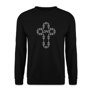 Love cross design jesus faith gift idea - Unisex Sweatshirt - black - Front - Alina (178cm) & Michal (187cm)