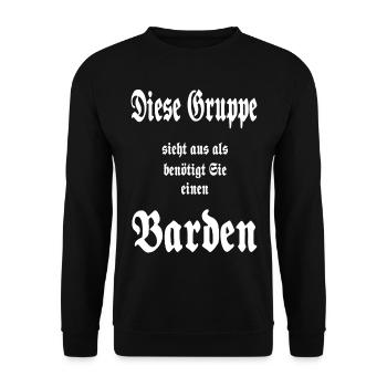 Rollenspiel Barde - Rollenspieler T Shirt & Hoodie - Unisex Pullover - Schwarz - Vorne - Alina (178cm) & Michal (187cm)