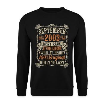 Born September 2003 Birthday Gift - Unisex Sweatshirt - black - Front - Alina (178cm) & Michal (187cm)