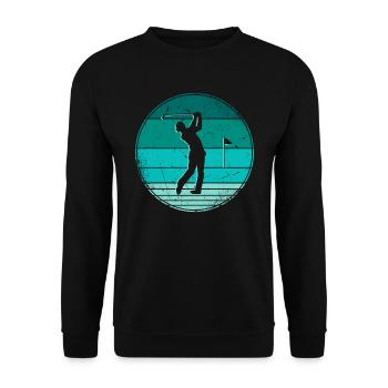Golf Golfer Golfen Vintage Golfspieler - Unisex Pullover - Schwarz - Vorne - Alina (178cm) & Michal (187cm)
