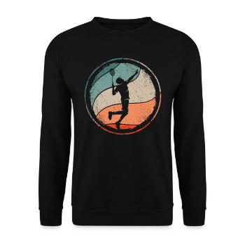 Badminton player Retro badminton player Badminton - Unisex Sweatshirt - black - Front - Alina (178cm) & Michal (187cm)