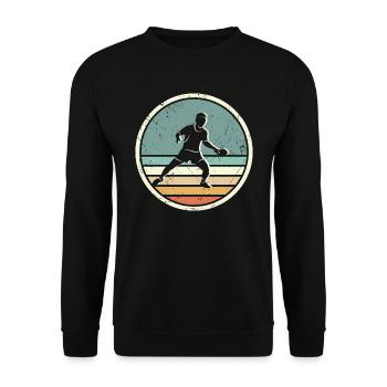 Tennis de Table Retro Ping Pong Joueur de Tennis de Table - Sweat-shirt Unisexe - noir - Devant - Alina (178cm) & Michal (187cm)