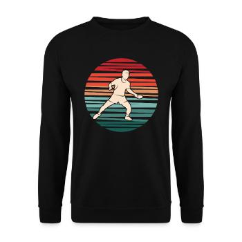 Ping Pong Tischtennis Vintage Tischtennisspieler - Unisex Pullover - Schwarz - Vorne - Alina (178cm) & Michal (187cm)