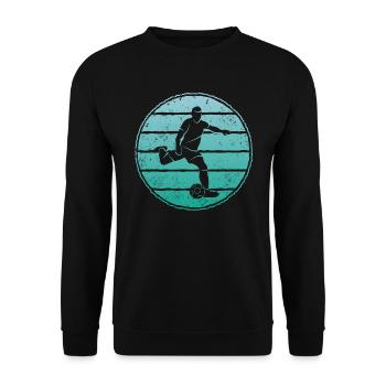 Fußball Fußballspieler Vintage Fußballer - Unisex Pullover - Schwarz - Vorne - Alina (178cm) & Michal (187cm)
