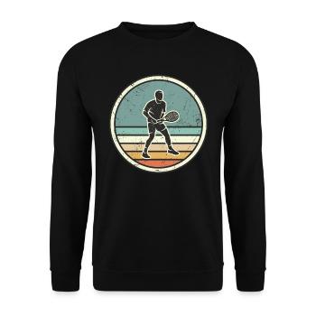 Tennisspieler Tennistrainer retro Tennis - Unisex Pullover - Schwarz - Vorne - Alina (178cm) & Michal (187cm)