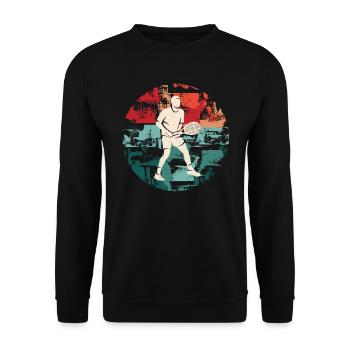 joueur de tennis club de tennis joueur de tennis rétro - Sweat-shirt Unisexe - noir - Devant - Alina (178cm) & Michal (187cm)