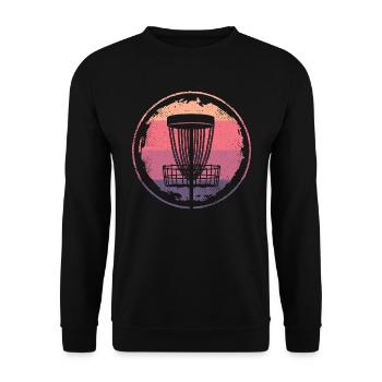Discgolfer retro Discgolf Spieler Frauen Disc Golf - Unisex Pullover - Schwarz - Vorne - Alina (178cm) & Michal (187cm)